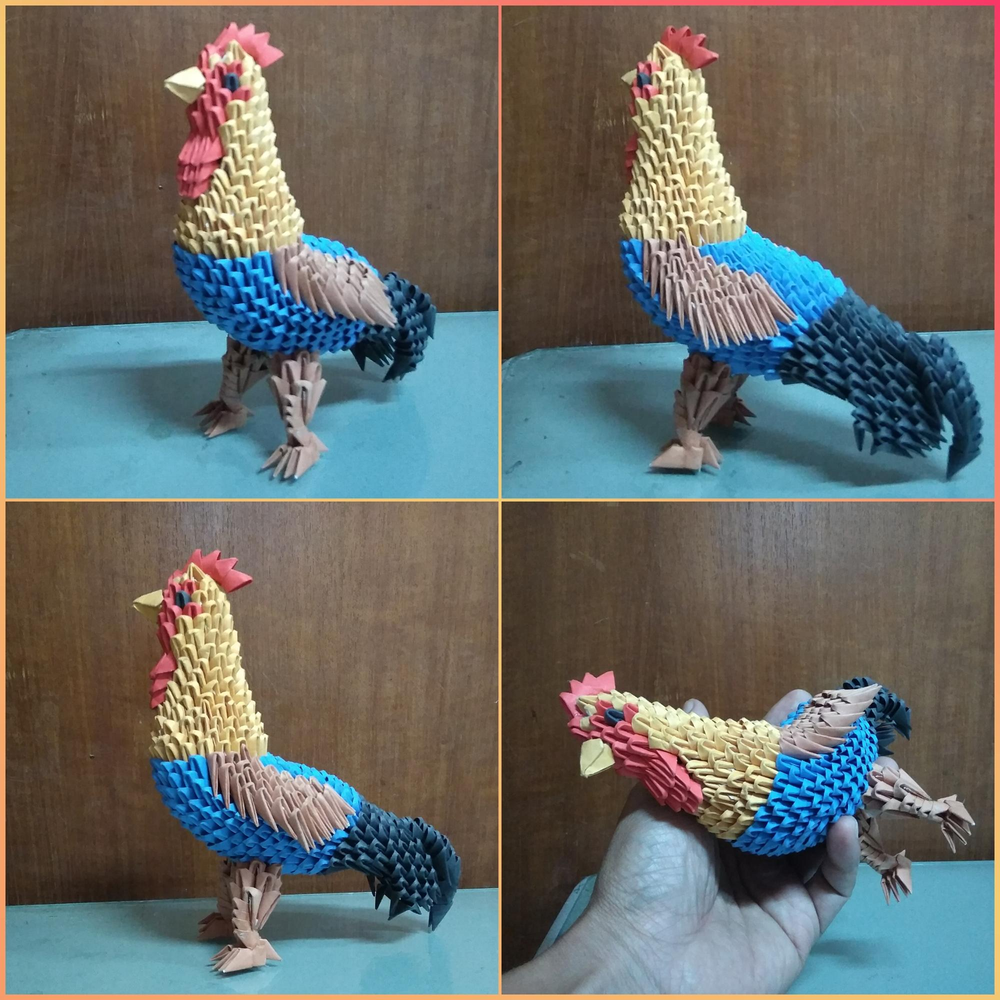 3D Origami Crafts Papercraft 3d Origami Rooster Tutorial In My Youtube Channel Crafts
