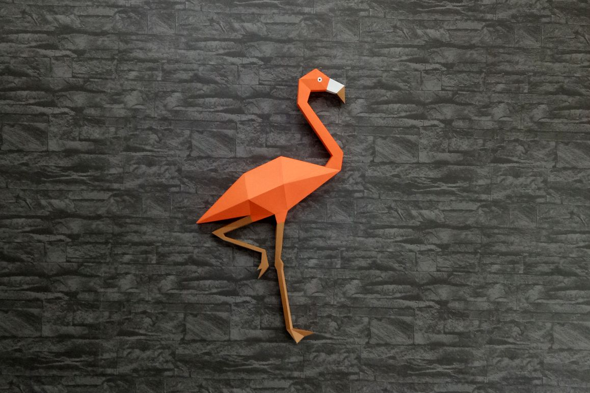 3D Origami Flamingo Diy Flamingo Wall Decor 3d Papercraft