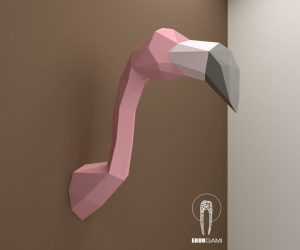 3D Origami Flamingo Diy Low Poly Flamingo Trophy Head Diy Flamingo Head Template Eburgami 3d Flamingo Head Model 3d Papercraft Gift Wall Art Decor