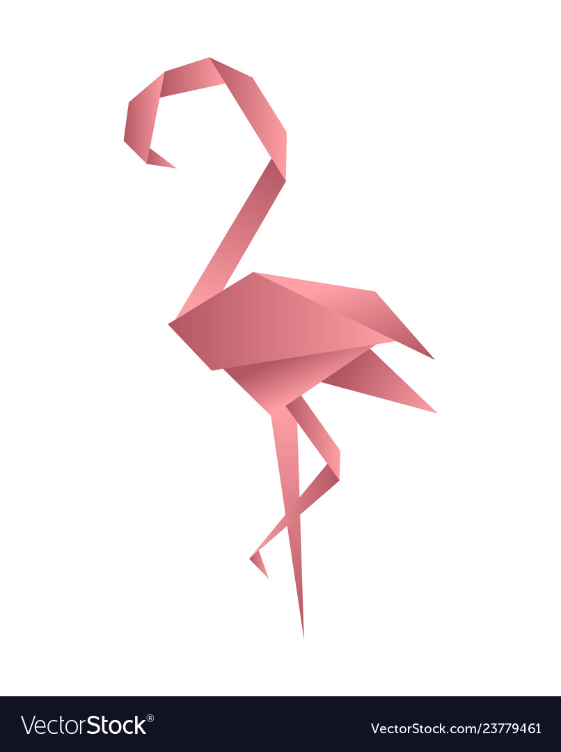 3D Origami Flamingo Flamingo Origami Low Poly Style Polygonal Mosaic