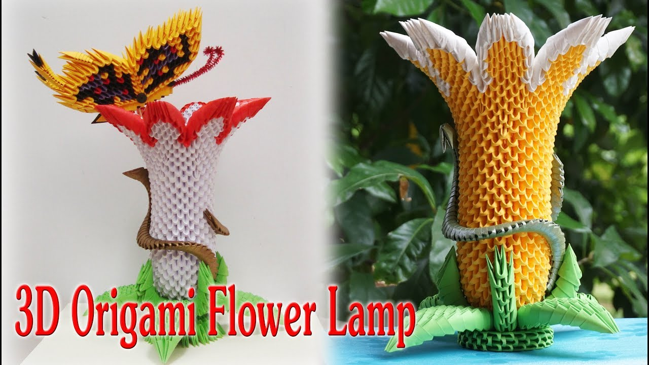 3D Origami Flower 3d Origami Flower Lamp 3d Origami Brugmansia Flor Tutorial