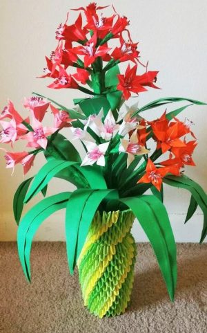 3D Origami Flower 3d Origami Flower Vase Centerpice Wedding Decor Home Decor Paper Flowers Paper Lilies Flower Vase