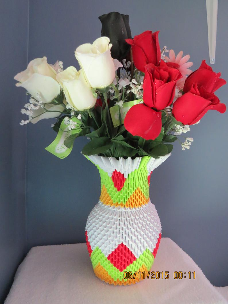3D Origami Flower 3d Origami Flower Vase Handcrafted Flower Vase