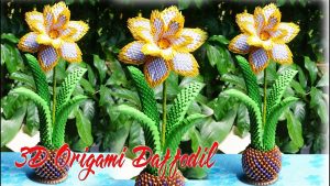 3D Origami Flower How To Make 3d Origami Daffodil Flower Diy Paper Daffodil Flower Tutorial Home Decor