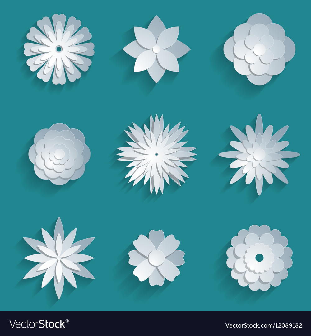 3D Origami Flower Paper Flowers Set 3d Origami Icons