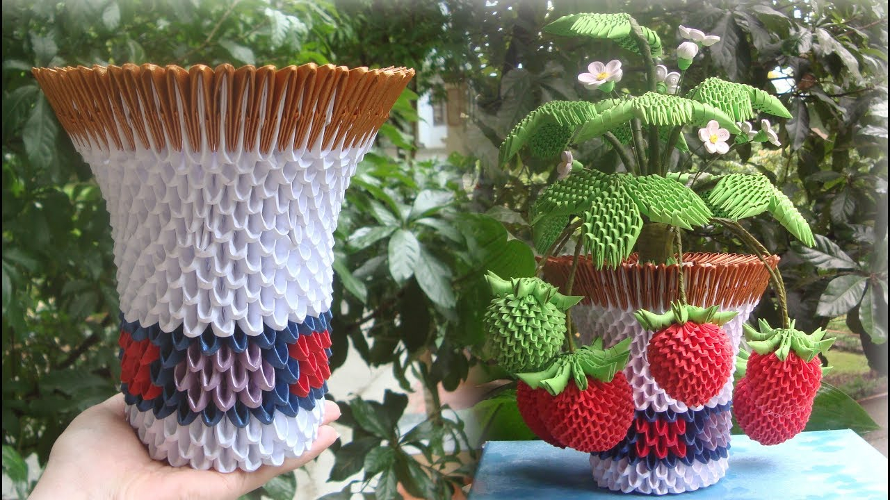 3D Origami Flower Pot 3d Origami Flower Pot V2 Tutorial Diy Paper Flower Pot Home Decoration