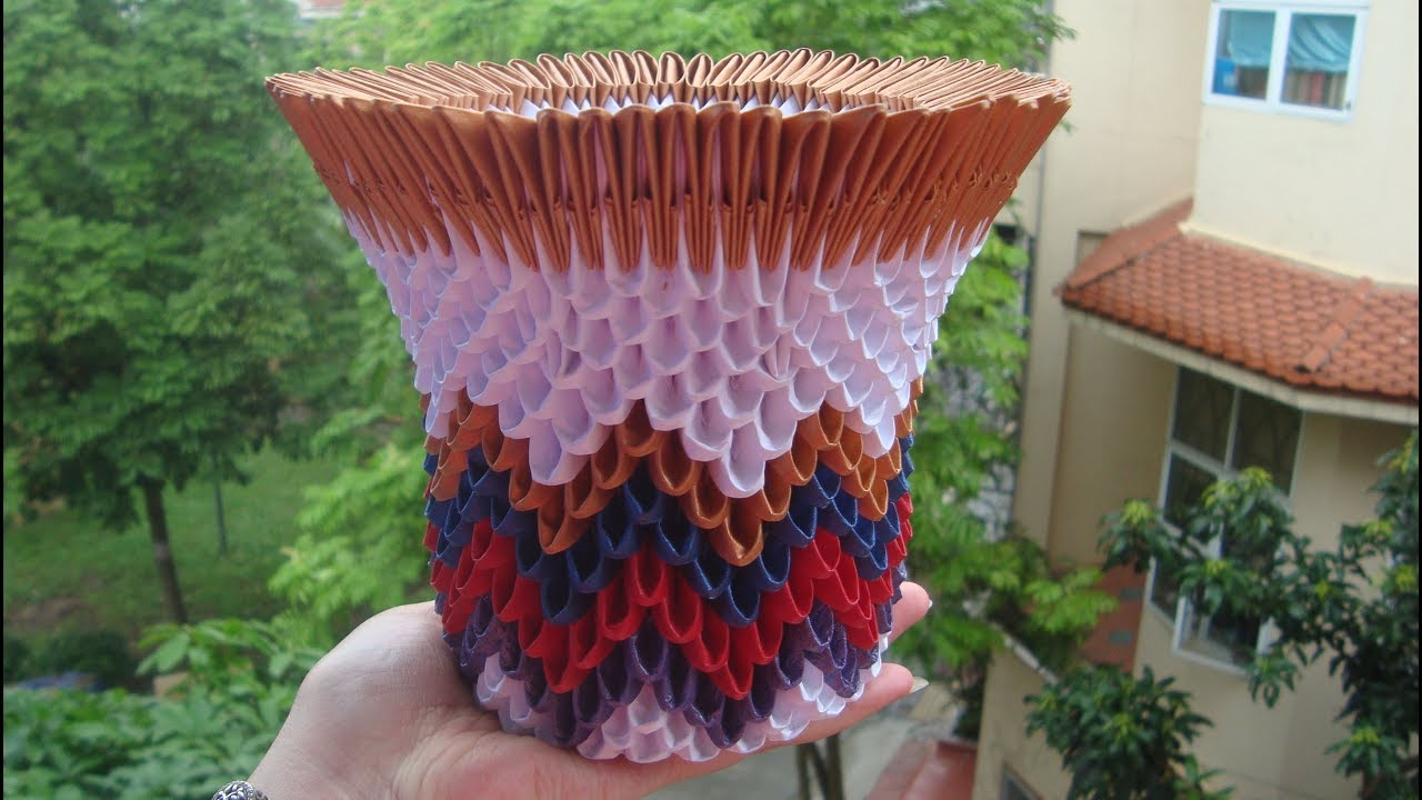 3D Origami Flower Pot 3d Origami Flower Pot V3 Tutorial Cmo Hacer Maceta De Origami 3d