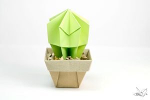 3D Origami Flower Pot Origami Cactus Tutorial Paper Kawaii