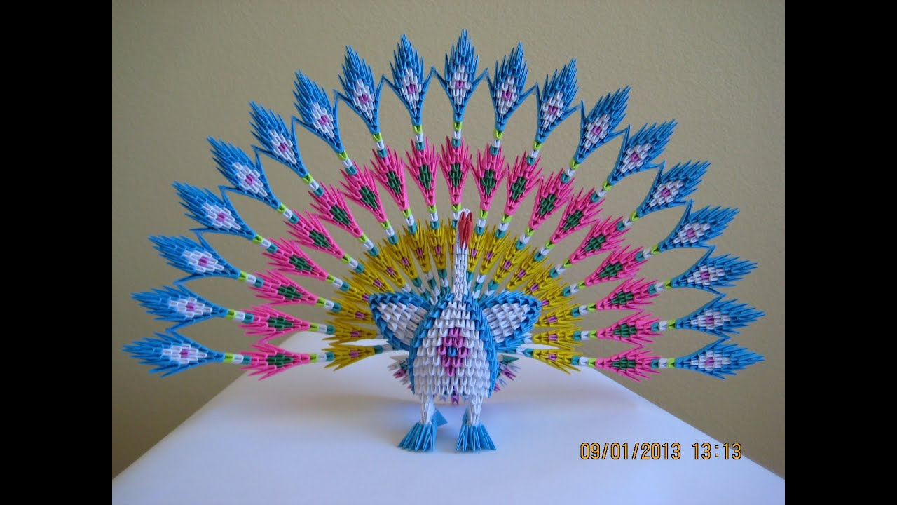 3D Origami Peacock 3d Origami Peacock With 19 Tails 1578 Pieces Version 2