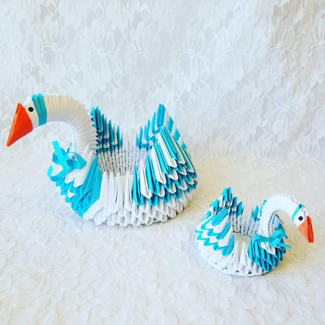 3D Origami Small Swan Set Of 2 Origami Swan Bowls Containers Candy Holders Handmade