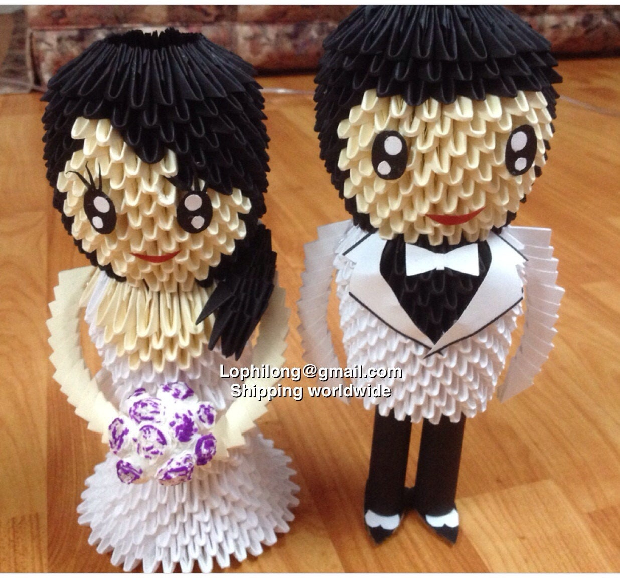 3D Origami Wedding Groom And Bride 3d Origami Wedding Gift Wedding Decoration