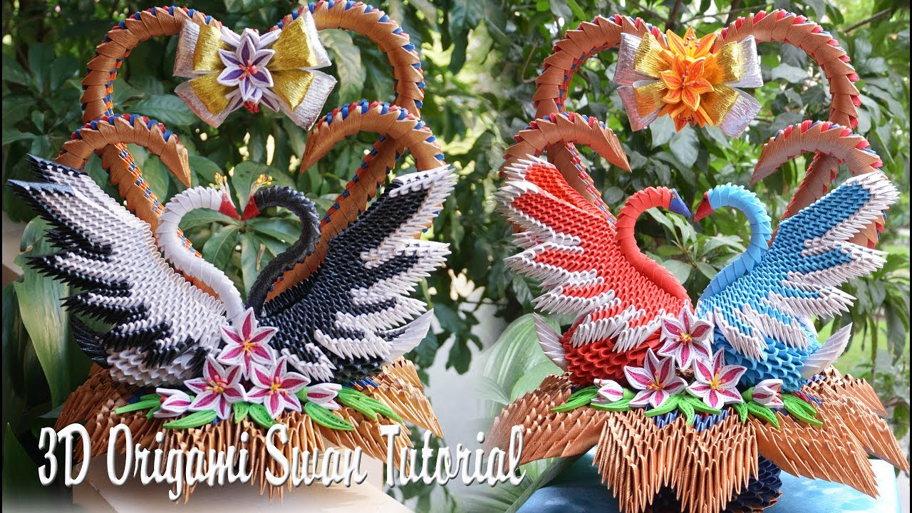 3D Origami Wedding Live How To Make 3d Origami Wedding Swans Diy Paper Couple Swans Handmade Decoration