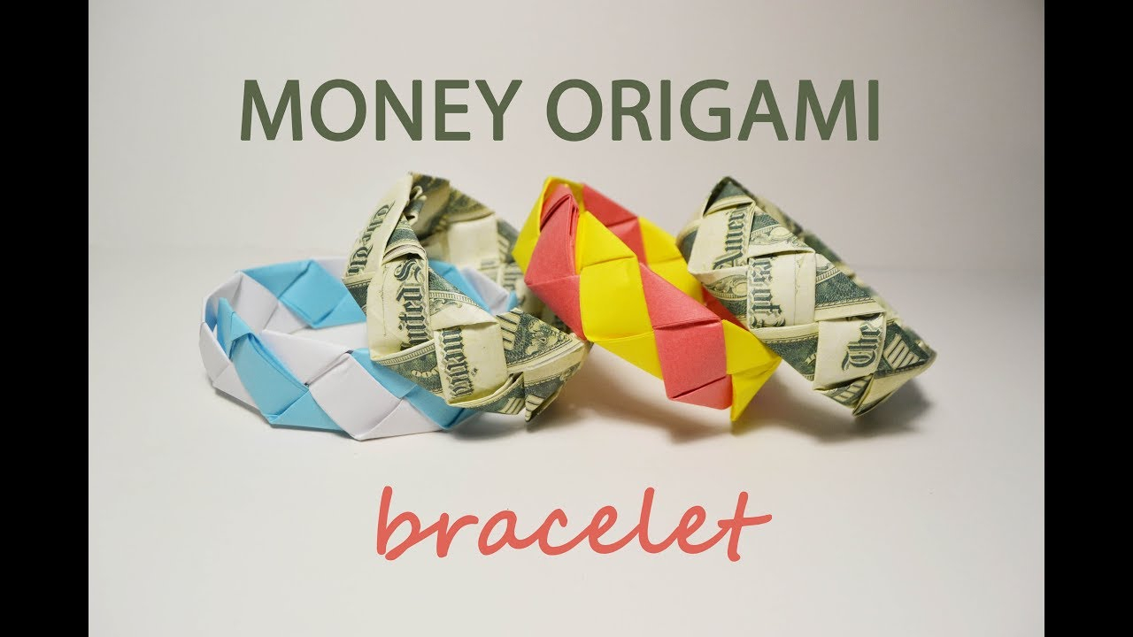 5 Note Origami Money Colored Bracelets Origami 5 Dollars Folded No Glue Tutorial Diy