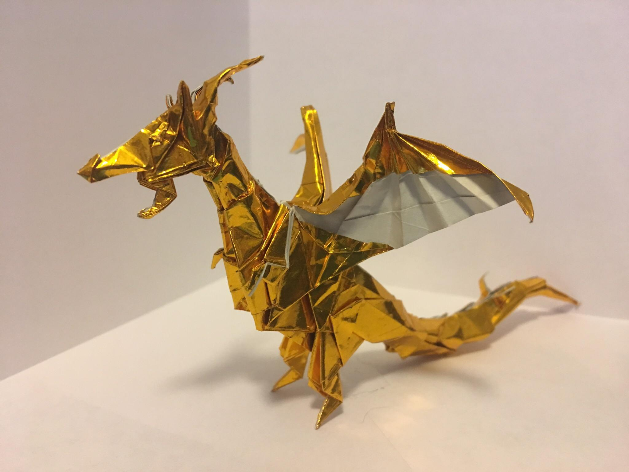 Aitoh Origami Paper Fiery Dragon Kade Chan With 30cm Aitoh Foil Paper Origami