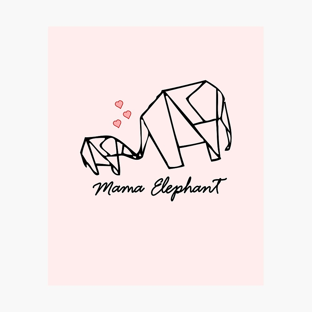 Baby Elephant Origami Mama Elephant Mothers Day Origami Elephant Ba Mom Photographic Print