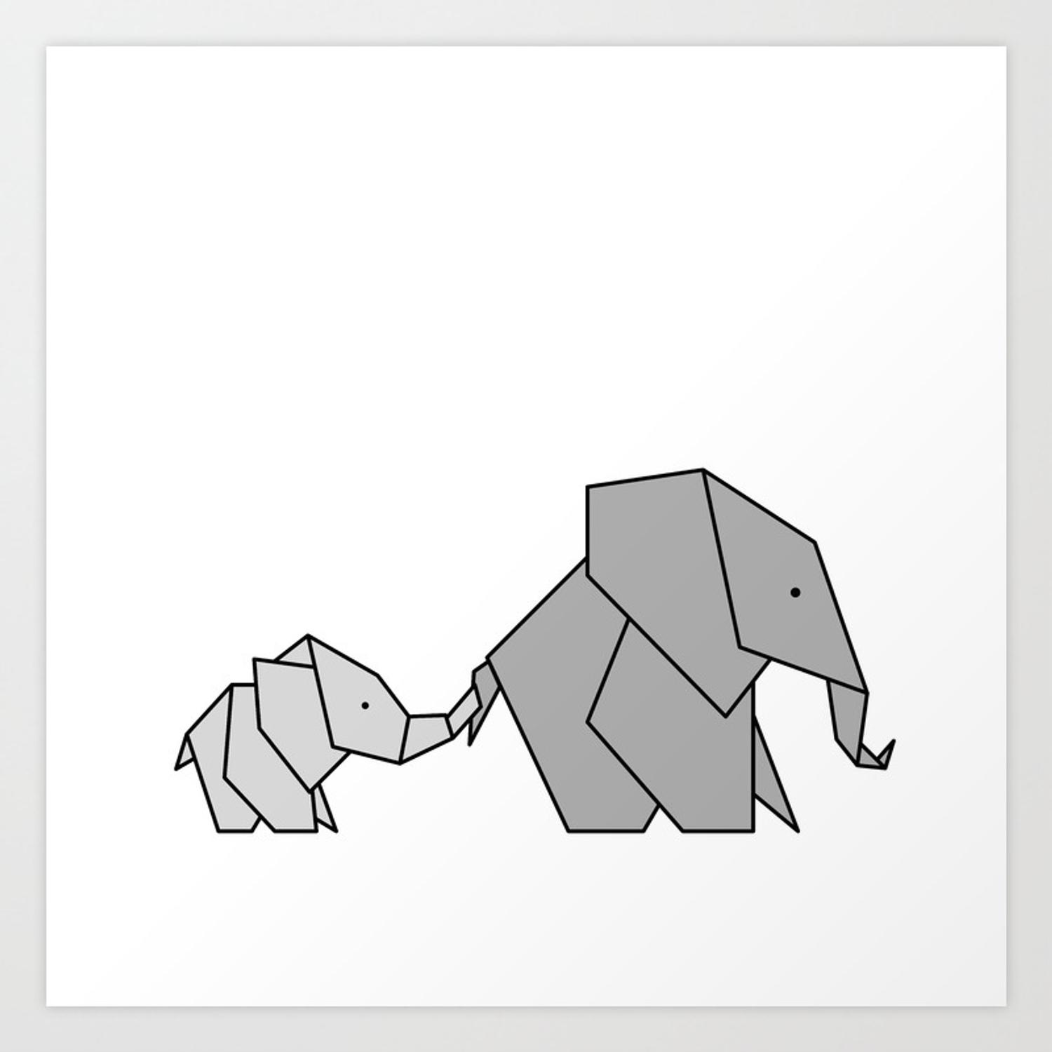 Baby Elephant Origami Origami Ba Elephant Art Print