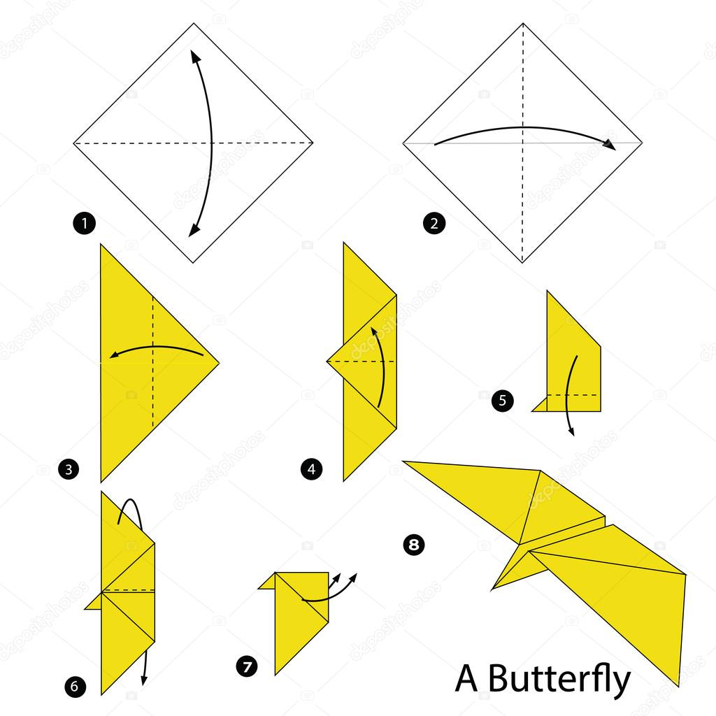 Butterfly Origami Instructions Step Step Instructions How To Make Origami A Butterfly Stock