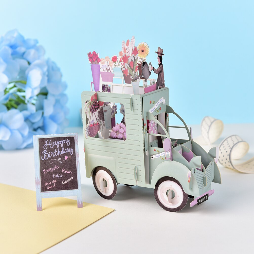 Car Origami 3D 3d Pop Up Greeting Cards Handmade Invitations Cards Kirigami Origami Flower Car Vehicle Valentines Day Birthday Easter Gifts In Cards Invitations