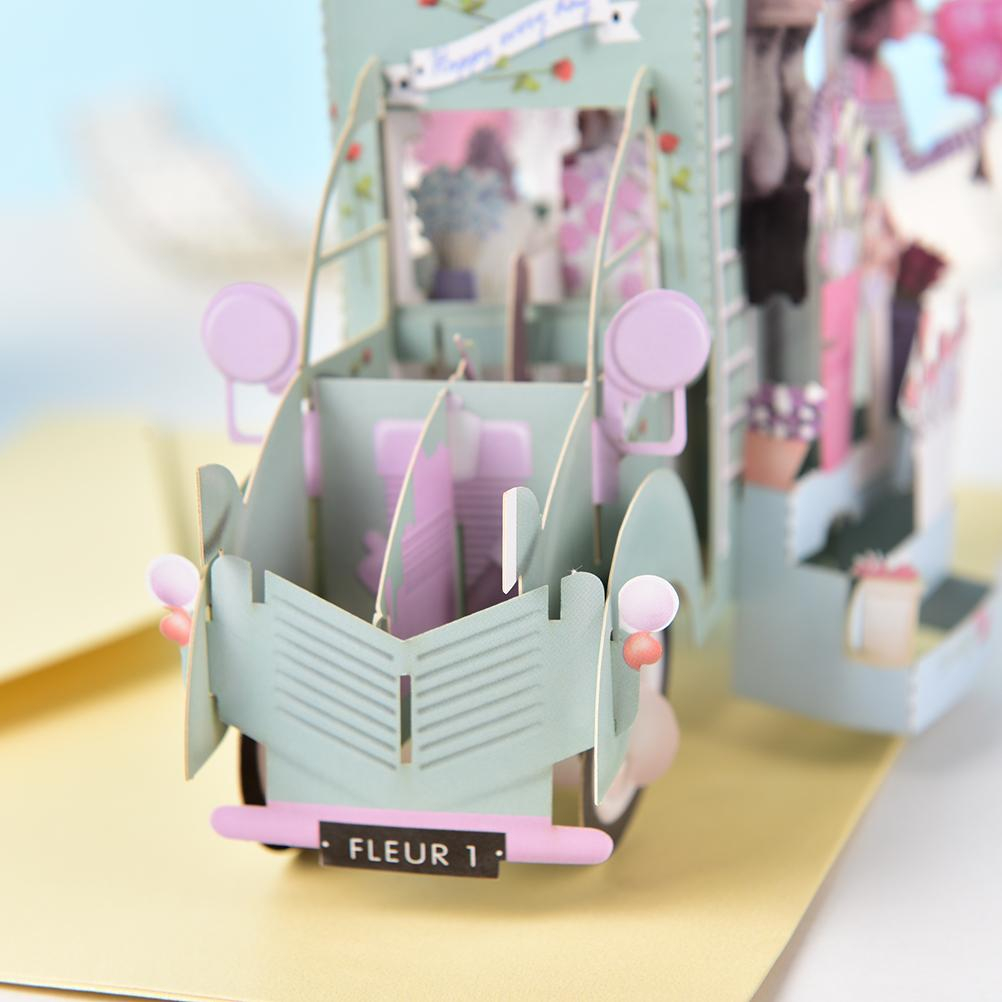 Car Origami 3D Wedding Diy Kirigami Origami 3d Pop Up Greeting Cards Flower Car Vehicle Valentines Day Birthday Easter Gifts Invitations Cards