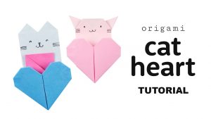 Cat Origami Tutorial Origami Cat Heart Tutorial Collab With Origami Tree Paper Kawaii