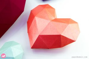 Cheap Origami Paper 3d Paper Heart Tutorial Template Paper Kawaii