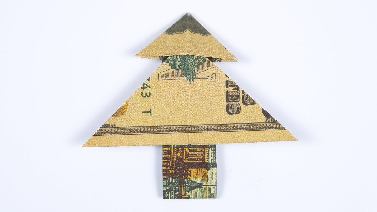 Christmas Money Origami Instructions Money Origami Christmas Tree Instructions Folding A Tree Out Of Dollars