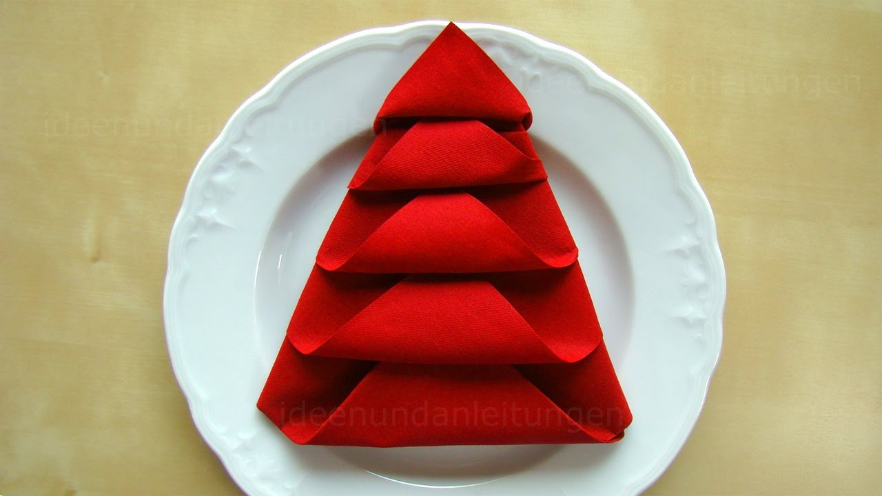 Christmas Origami Napkin Christmas Tree Napkin Christmas Tree Napkin Folding Christmas Tree