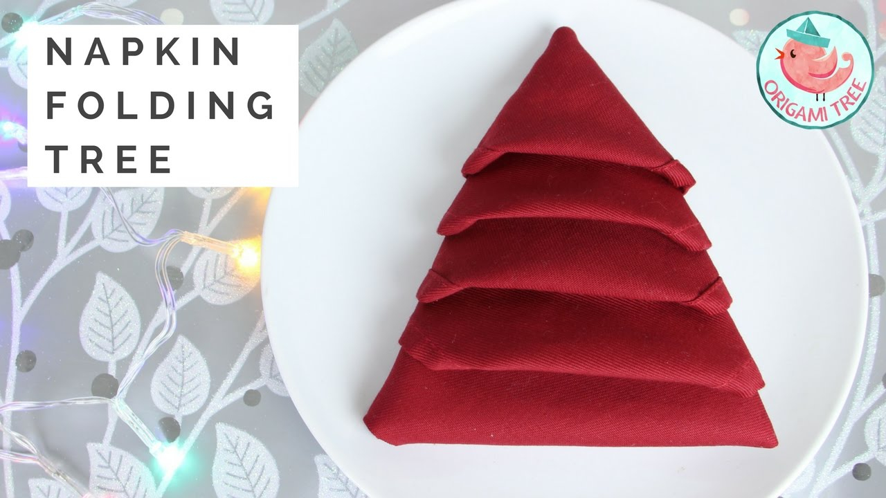 Christmas Origami Napkin Napkin Folding Tutorial Christmas Tree Napkin Fold Easy Folding For Dinner Tables Origamitree