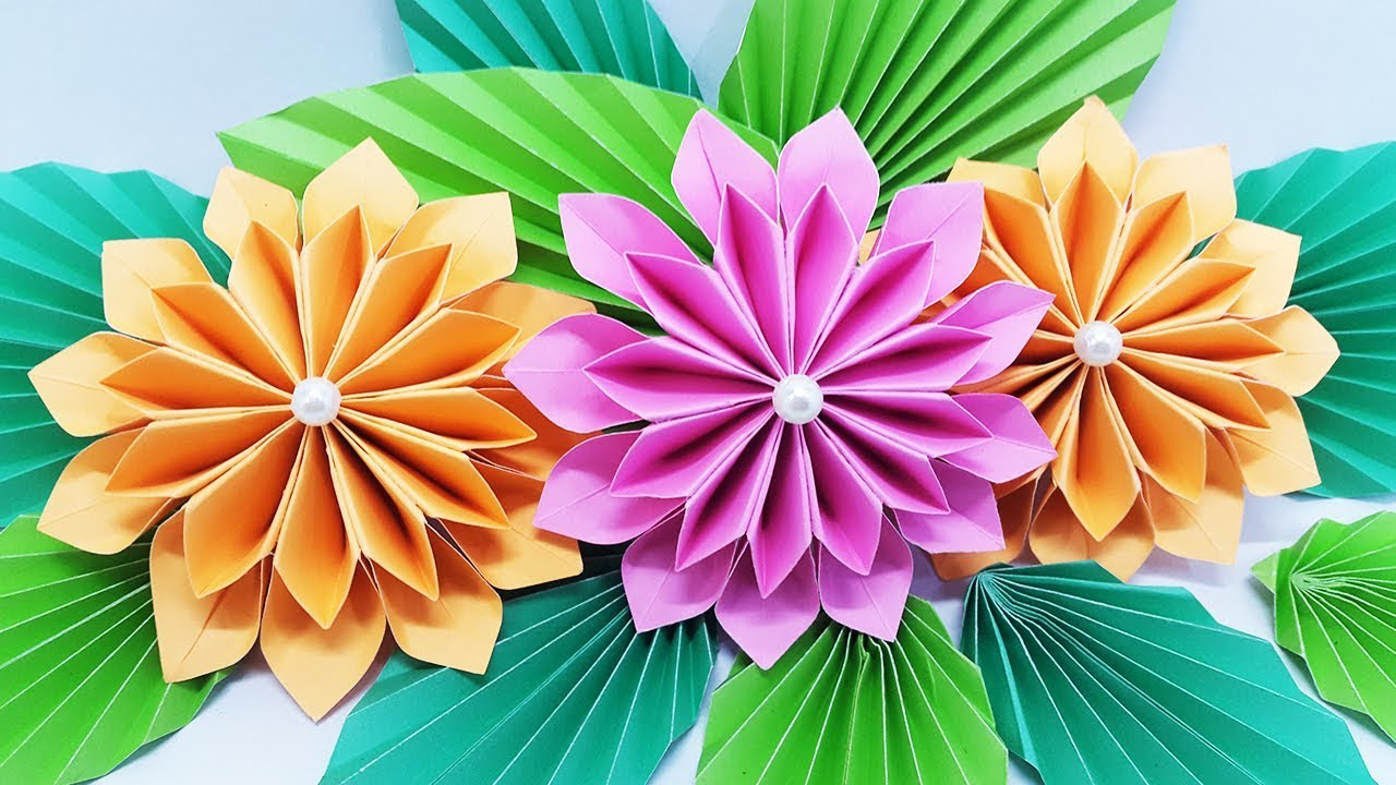 Diy Origami Bouquet How To Make Flower Bouquet With Color Paper At Home Diy Paper Flowers Step Step