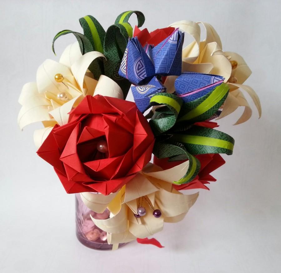 Diy Origami Bouquet Paper Origami Flowers Wedding Anniversary Bouquet Roses Lilies