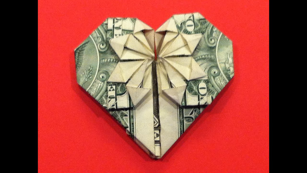 Dollar Bill Origami Butterfly Video Origami Dollar Heart Star Tutorial How To Make A Dollar Heart With Star