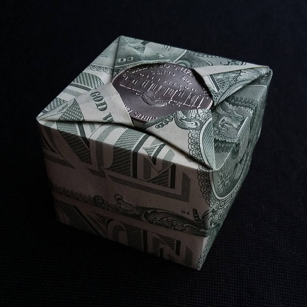 Dollar Bill Origami Dollar Bill Origami Art Small Square Gift Box With Lid Money Handcrafted Two Real 1 Dollar Bills Wedding Jewelry Box Ring Box Wedding Box