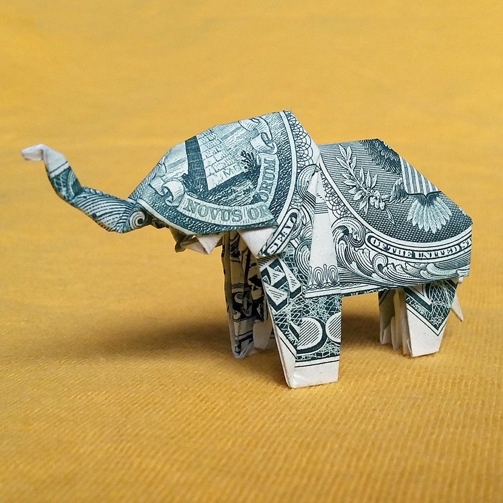 Dollar Bill Origami Money 1 Dollar Bill Origami Elephant 3d Statue Lucky Charm Sculpture Home Decor