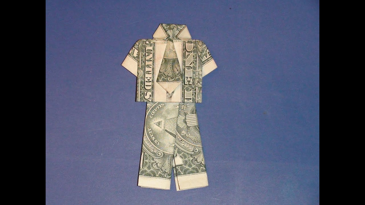 Dollar Bill Origami Shirt With Tie Dollar Origami Shirt Pants Make A Dollar Bill Pant Suit Tutorial How To Make Money Suit Pants