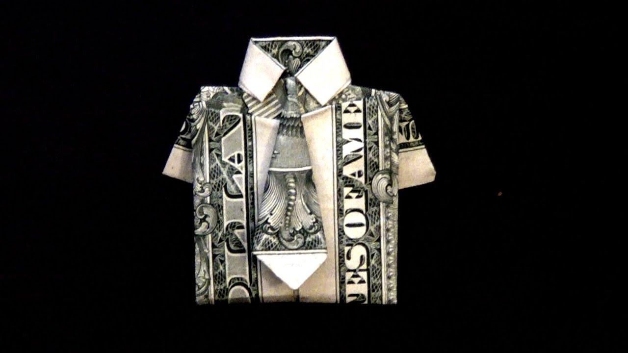 Dollar Bill Origami Shirt With Tie Dollar Origami Shirt Tie Tutorial How To Fold A Dollar Bill In To A Shirt And Tie