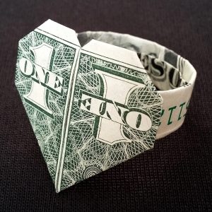 Dollar Origami Heart Ring Dollar Bill Origami Ring With Heart Handmade Money Art Little Valentine Day Gift Birthday Gift For Her Love Ring Mini Jewelry Small Heart