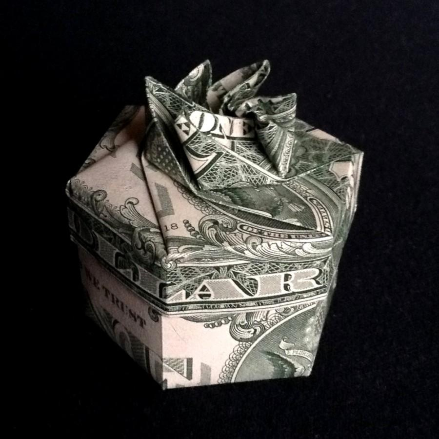 Dollar Origami Heart Ring Gift Box Hexagonal Ring Box With Lid For Rings Money Origami Made Of