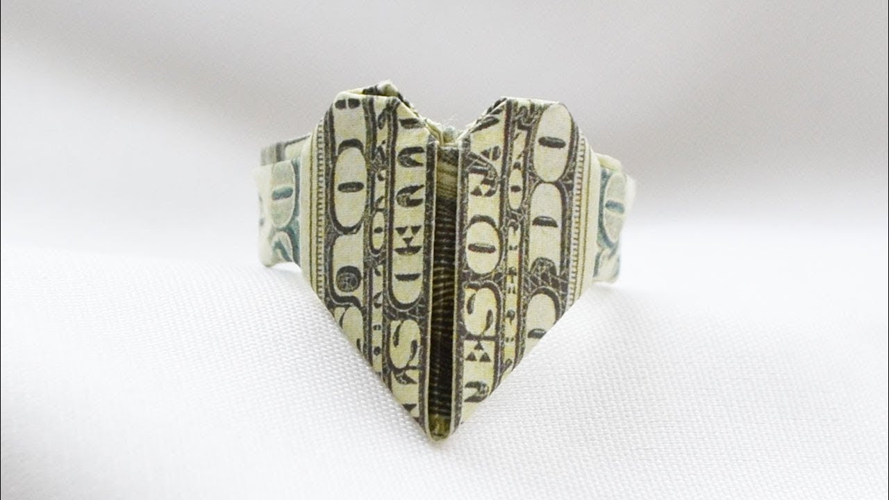 Dollar Origami Heart Ring Money Ring Heart Origami Dollar Tutorial Diy