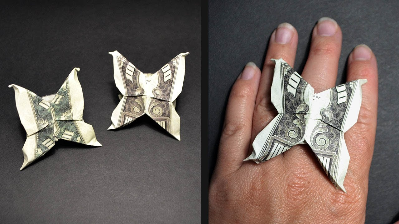 Dollar Ring Origami Money Ring Butterfly Origami Dollar Jewelry Tutorial Diy
