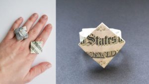 Dollar Ring Origami Money Ring Rhombus Origami For Graduation Moneygami Dollar Bill Tutorial Diy