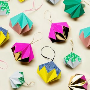 Easy Origami Christmas Ornaments Instructions How To Make Origami Christmas Baubles Paperchase Journal