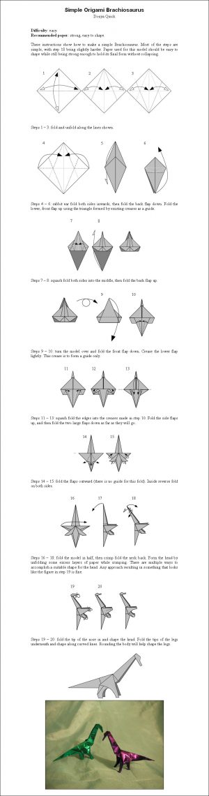 Easy Origami Diagrams Simple Origami Brachiosaurus Donyaquick On Deviantart