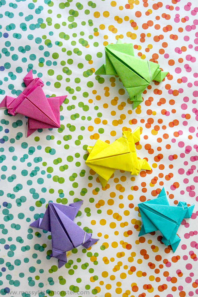 Easy Origami Frog Origami Jumping Frog Craft Plus A Fun Number Game For Kids Messy