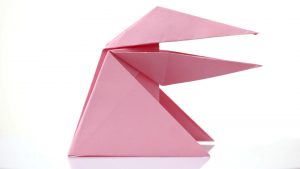 Easy Origami Frog Pink Origami Frog Isolated On White Easy Paper Figure For Beginners Japanese Art Of Folding Paper Crafts Tutoring