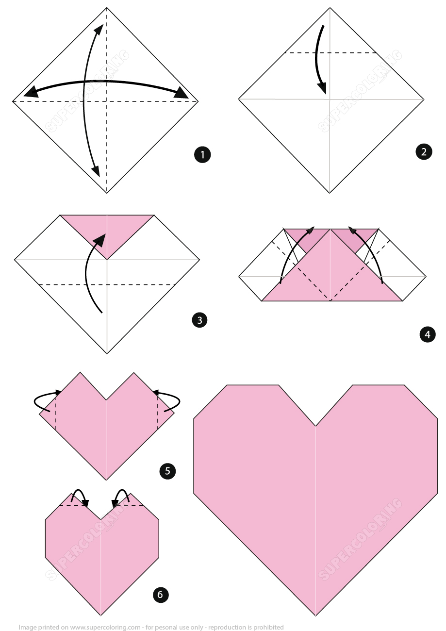 Easy Origami Heart Origami Heart Instructions Free Printable Papercraft Templates