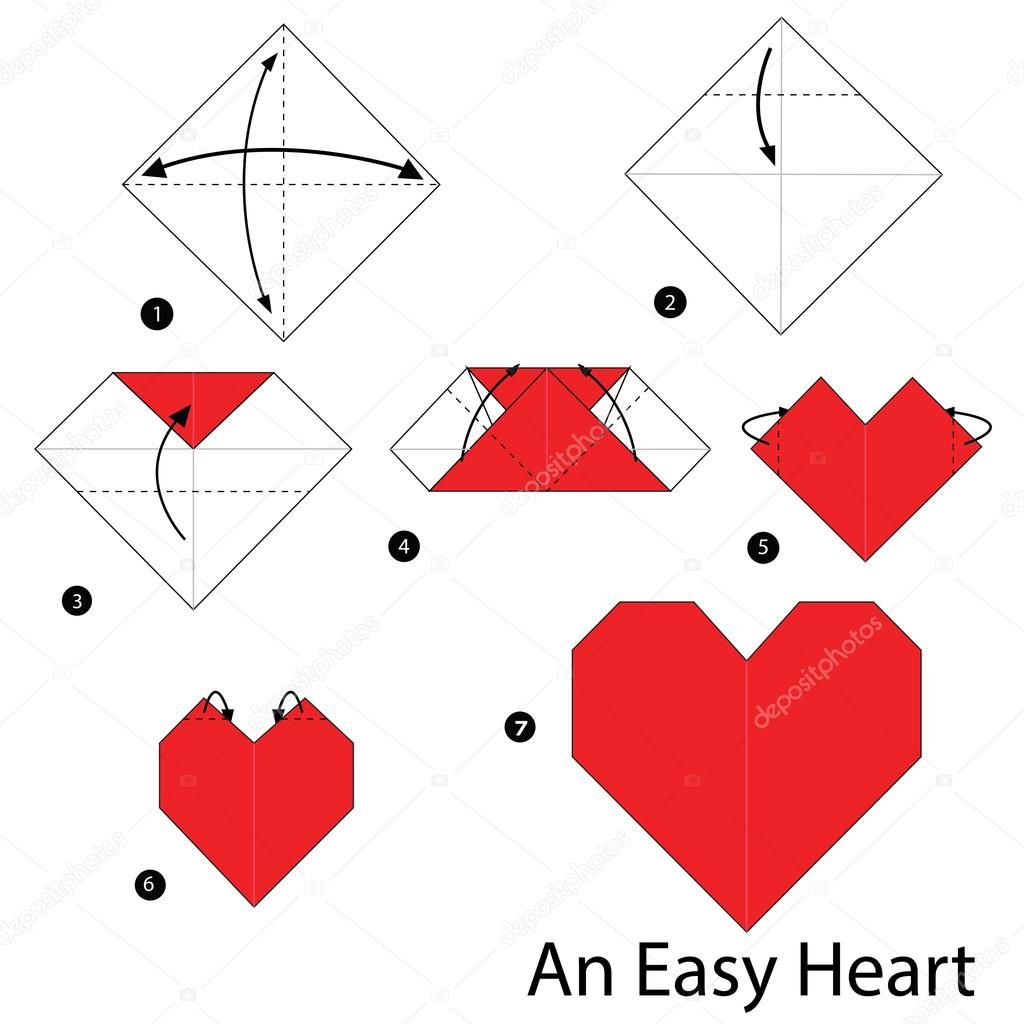 Easy Origami Heart Step Step Instructions How To Make Origami An Easy Heart Stock