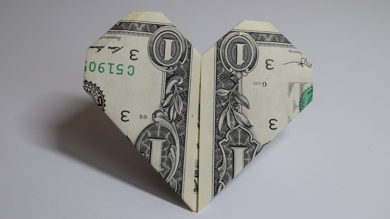 Easy Origami With Dollar Bills Dollar Origami Heart 1 Dollar Easy Tutorials And How Tos For Everyone Urbanskills