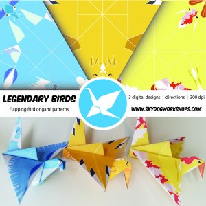Flapping Bird Origami Origami Pokemon Legendary Birds Origami Flapping Birds Folding Pattern Articuno Zapdos Moltres Digital Download