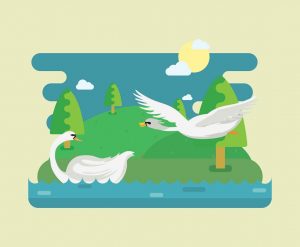 Flying Swan Origami Free Flying Swan On Lake Illustration Vector Art Graphics