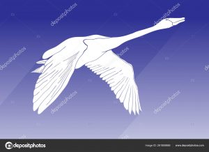 Flying Swan Origami Illustration Of Silhouette Swan Vector Icon Flying Swan With Shadow